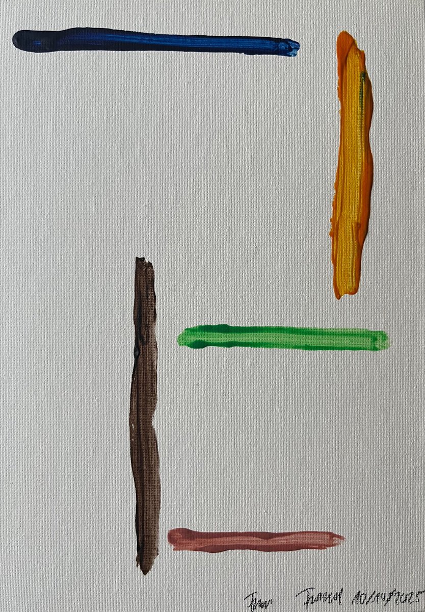 Geometric Abstract Acrylic Painting By Franz Friedel, 6 X 8, Traces Iv, Original Artwork