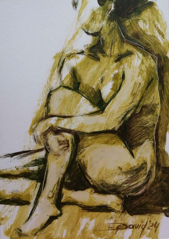 Nude-study female oil on paper