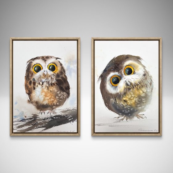 Owls (Diptych)