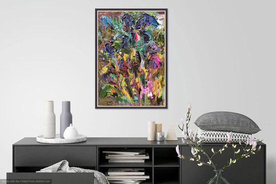 IRISES - Abstract floral oil painting - 70x50cm