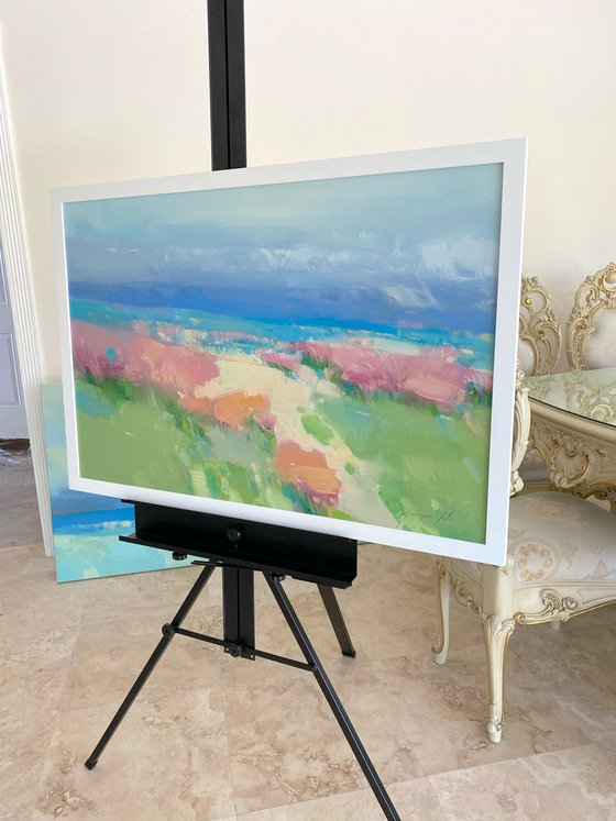 Flowers Valley, Original oil painting, Handmade artwork, One of a kind