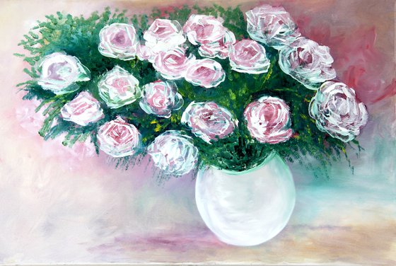 Royal roses in a vase painting on canvas