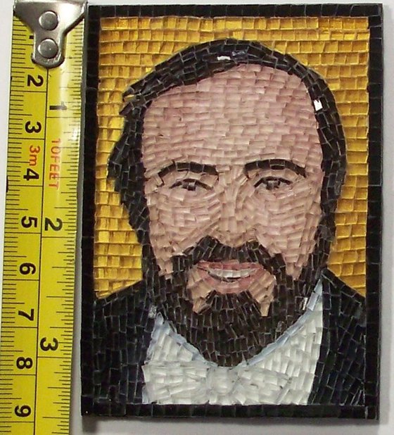 Luciano Pavarotti - glass micro mosaic portrait