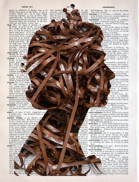 Queen Elizabeth II - Cassette Tape Mess - Collage Art on Large Real English Dictionary Vintage Book Page