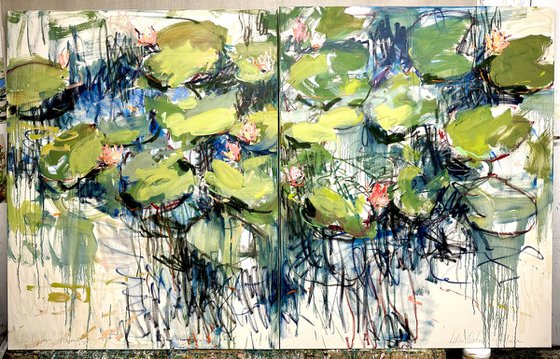 Water lilies. Diptych.