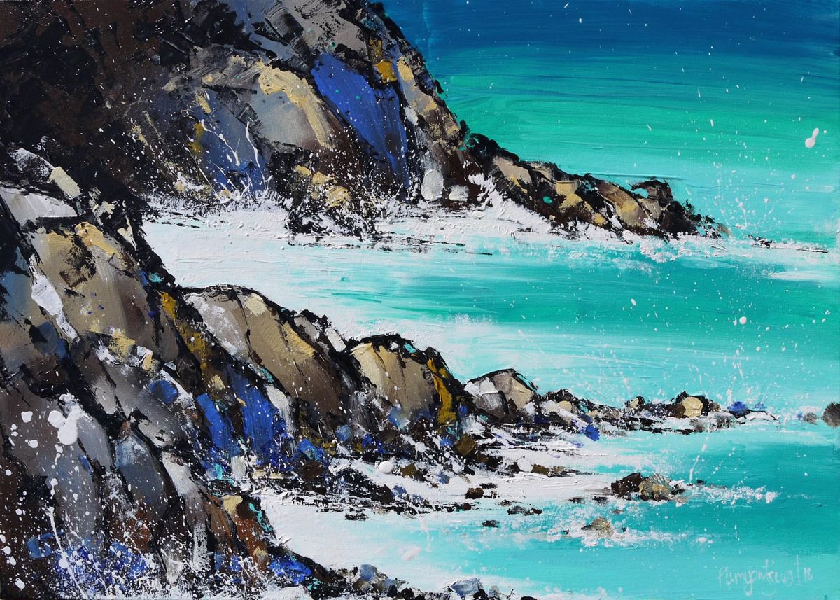 Expressive Landscape Acrylic Painting By Irina Rumyantseva, 28 X 20, Finding Paradise 3, Original Artwork