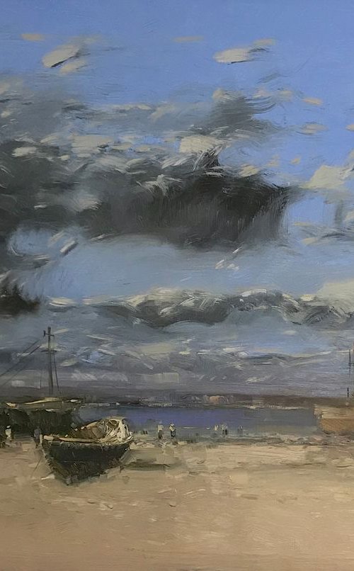 Harbor after Rain, Original oil painting, Handmade artwork, One of a kind by Vahe Yeremyan