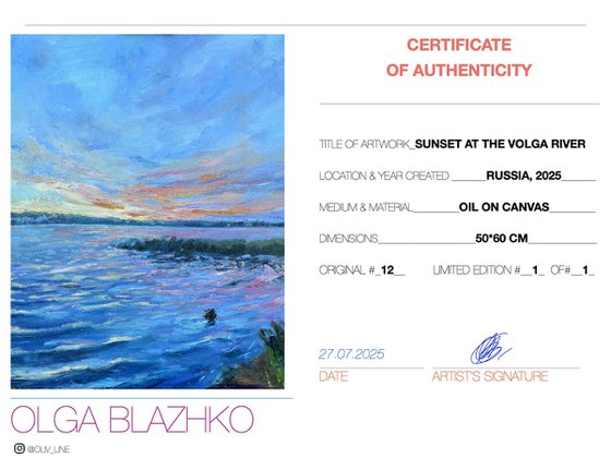 Sunset in the Volga river
