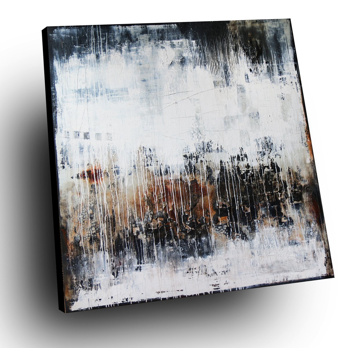 MAGIE NOIRE - ABSTRACT ACRYLIC PAINTING TEXTURED * CONTRASTING COLORS * READY TO HANG by Inez Froehlich