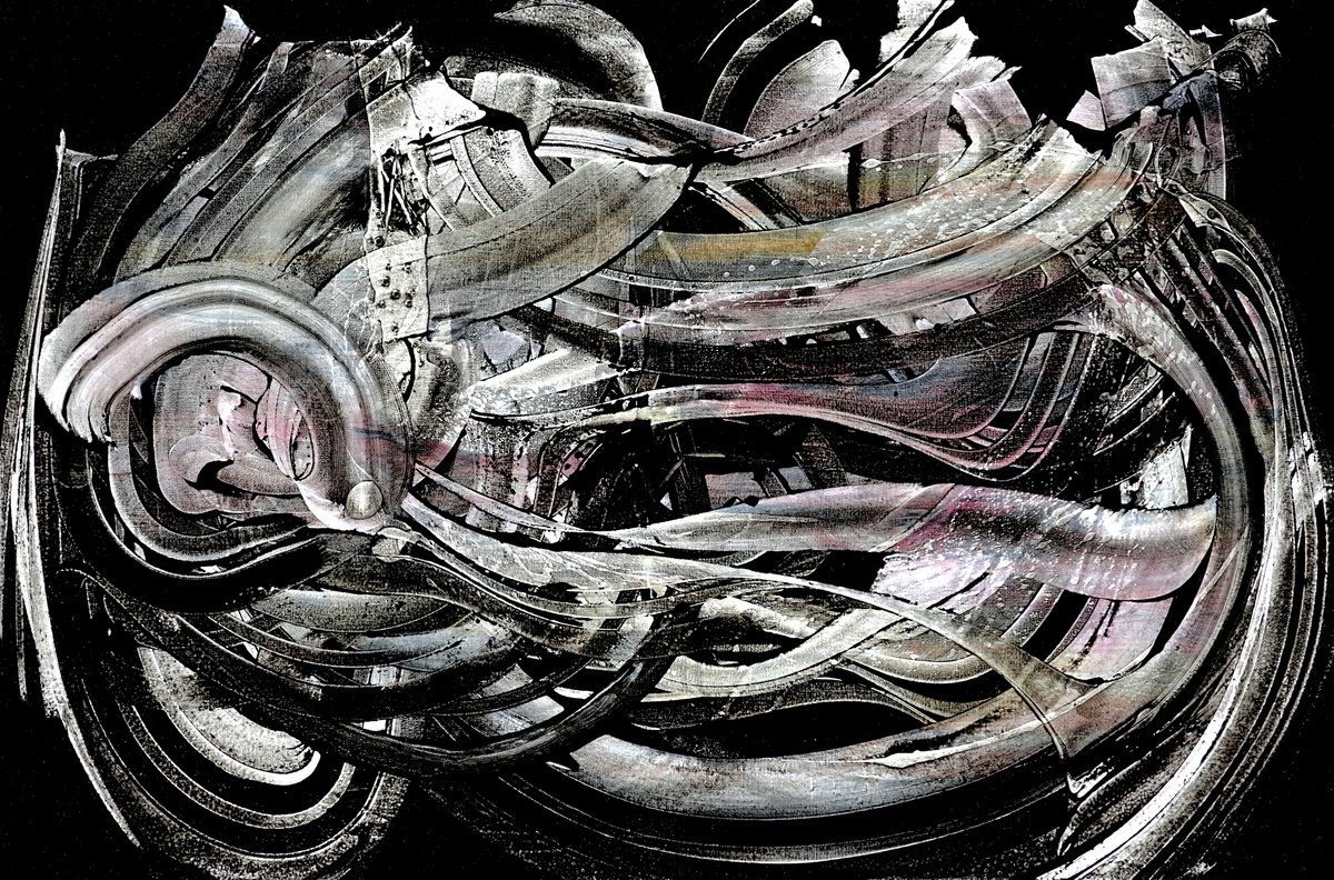 Expressive Abstract Acrylic Painting By Newel Hunter, 36 X 24", Transporter, Original Artwork