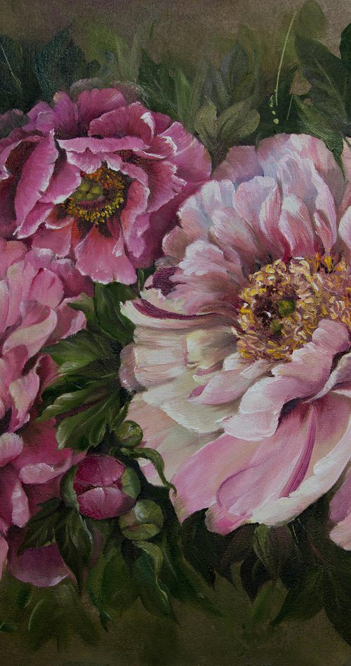 "Peonies" oil painting on canvas by Tetiana Tiplova