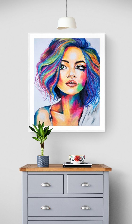 Prism Gaze - Rainbow Woman Portrait