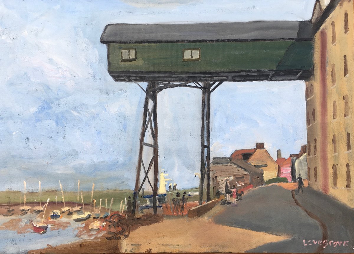 Grain warehouse at Wells next the sea, Norfolk. Oil painting by Julian Lovegrove Art