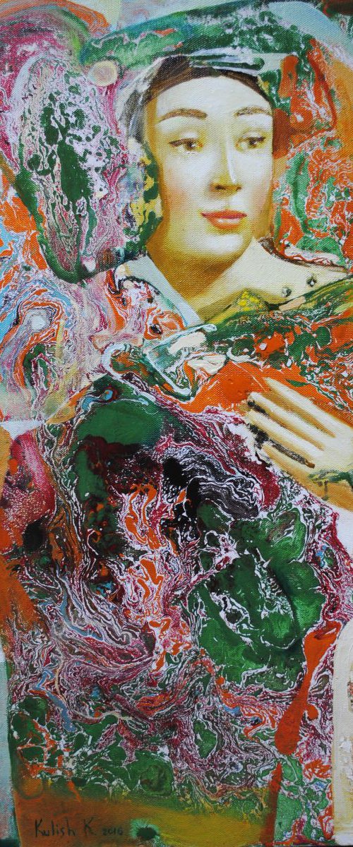 Original Oil painting of woman girl Signed oil on canvas fine art abstract painting by Kate Kulish
