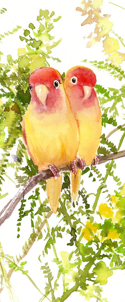 Yellow Lovebirds by Suren Nersisyan