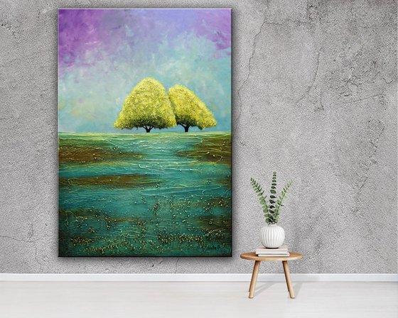 Fall in Love...  Large Abstract Textured painting, Modern Landscape Painting