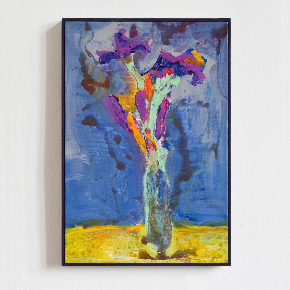 Impressionistic Botanical Acrylic Painting By Igor Nekraha, 13 X 19, Irisy, Original Artwork