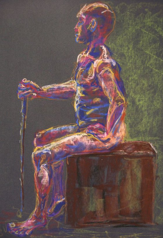 Old Stick Seated - Male Nude