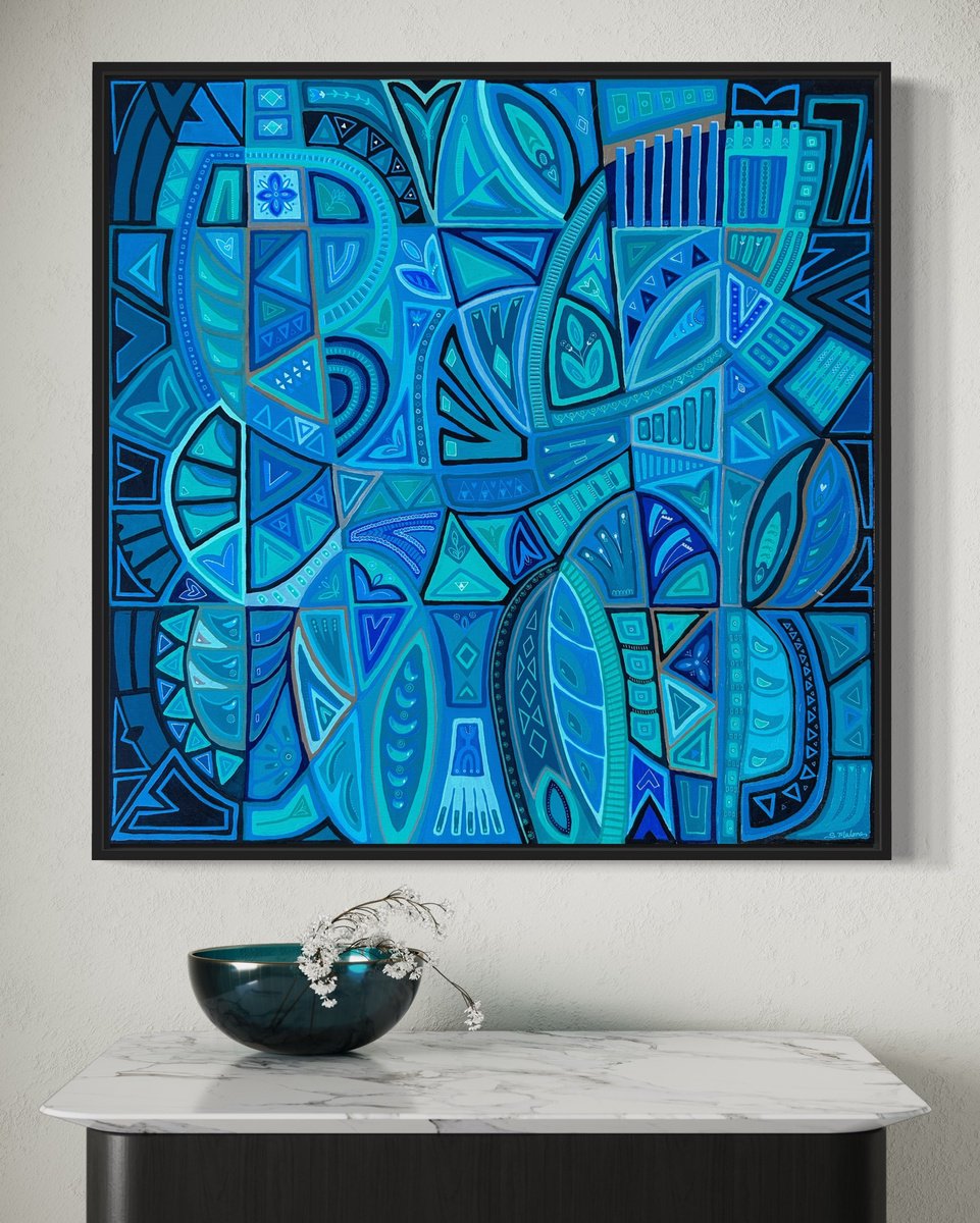 Abstract Acrylic Painting By Samantha Malone, 28 X 28", Untold Stories, Original Artwork