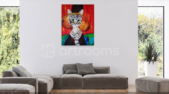 Cat  in a Hat, inspired by Amedeo Clemente Modigliani