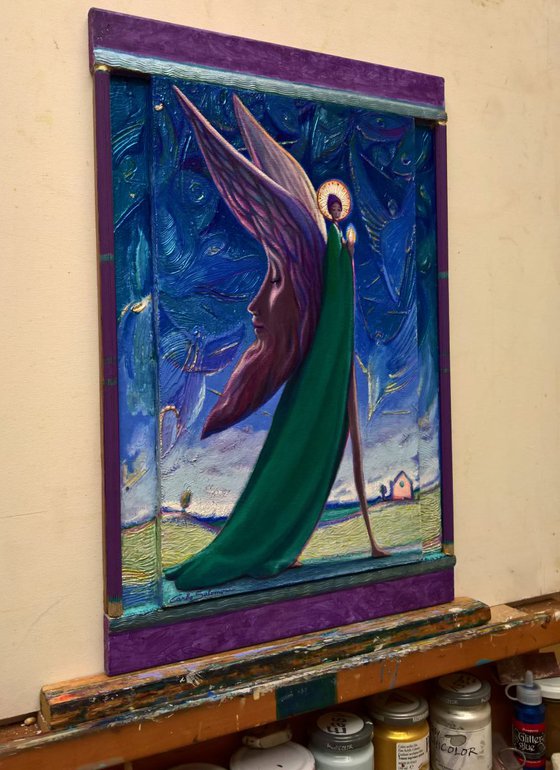 THE ANGEL OF THE MOONS -( framed - Triptych )