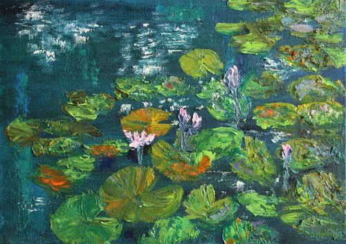 Pond ... Water Lilies... /  ORIGINAL PAINTING by Salana Art Gallery