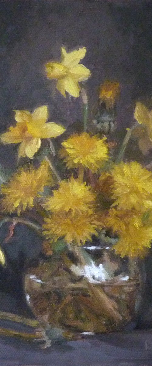 Still life with daffodils and dandelions by Radosveta Zhelyazkova