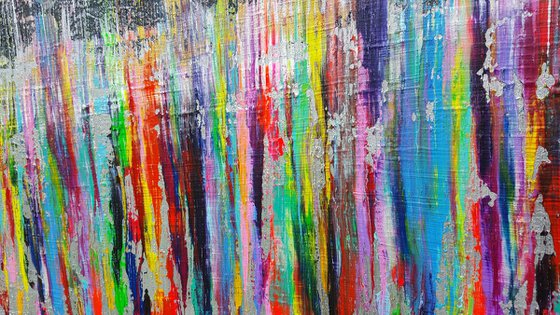 One strike can change it all - XL colorful abstract painting