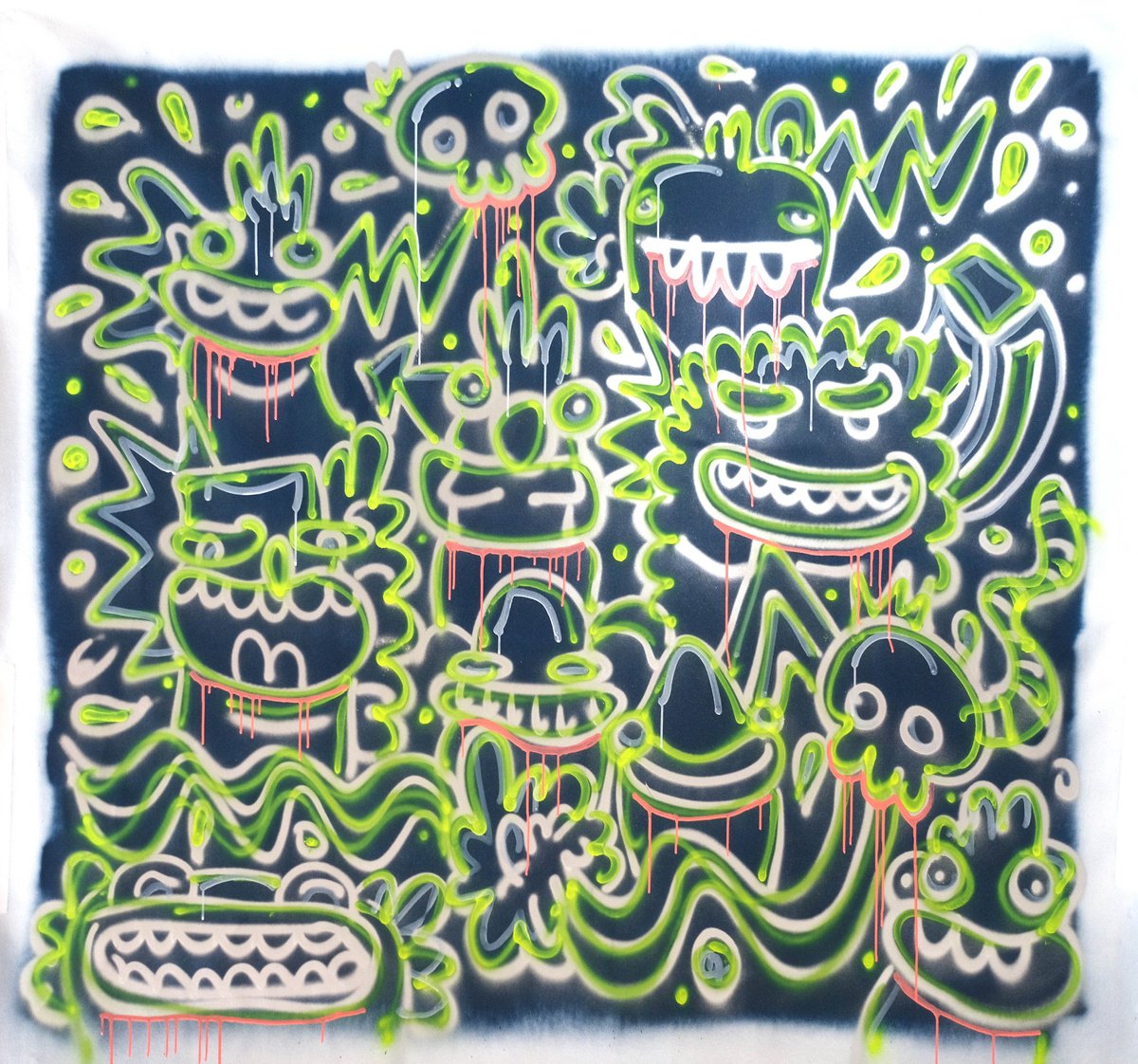 Urban And Pop Abstract Painting By Fatin Rahmouni, 73 X 63, Cosmic Traveling, Original Artwork