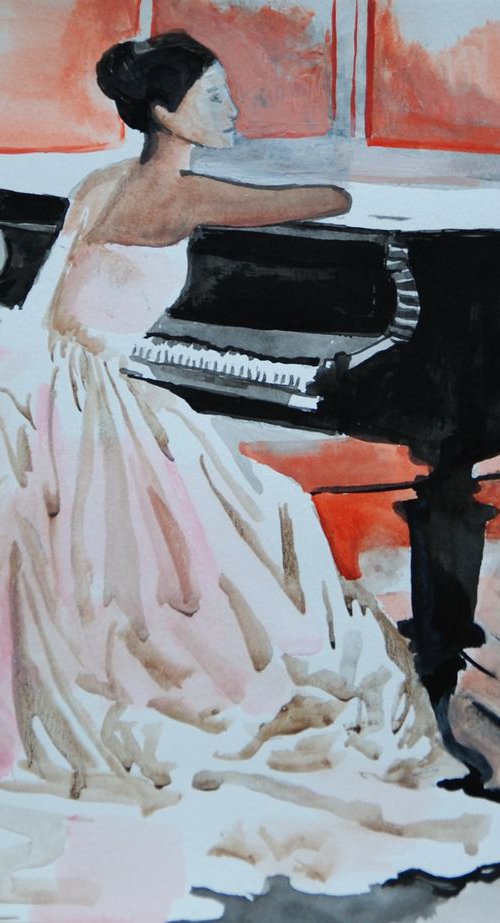 Girl and piano by Alexandra Djokic