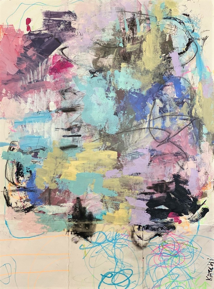 Organic Abstract Acrylic Painting By Kat Crosby, 18 X 24", Sticky Fingers, Original Artwork