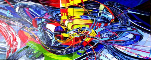 Trance-Atlantic, oil on stretched canvas, diptych, 80cm x 200cm by Michael B. Sky