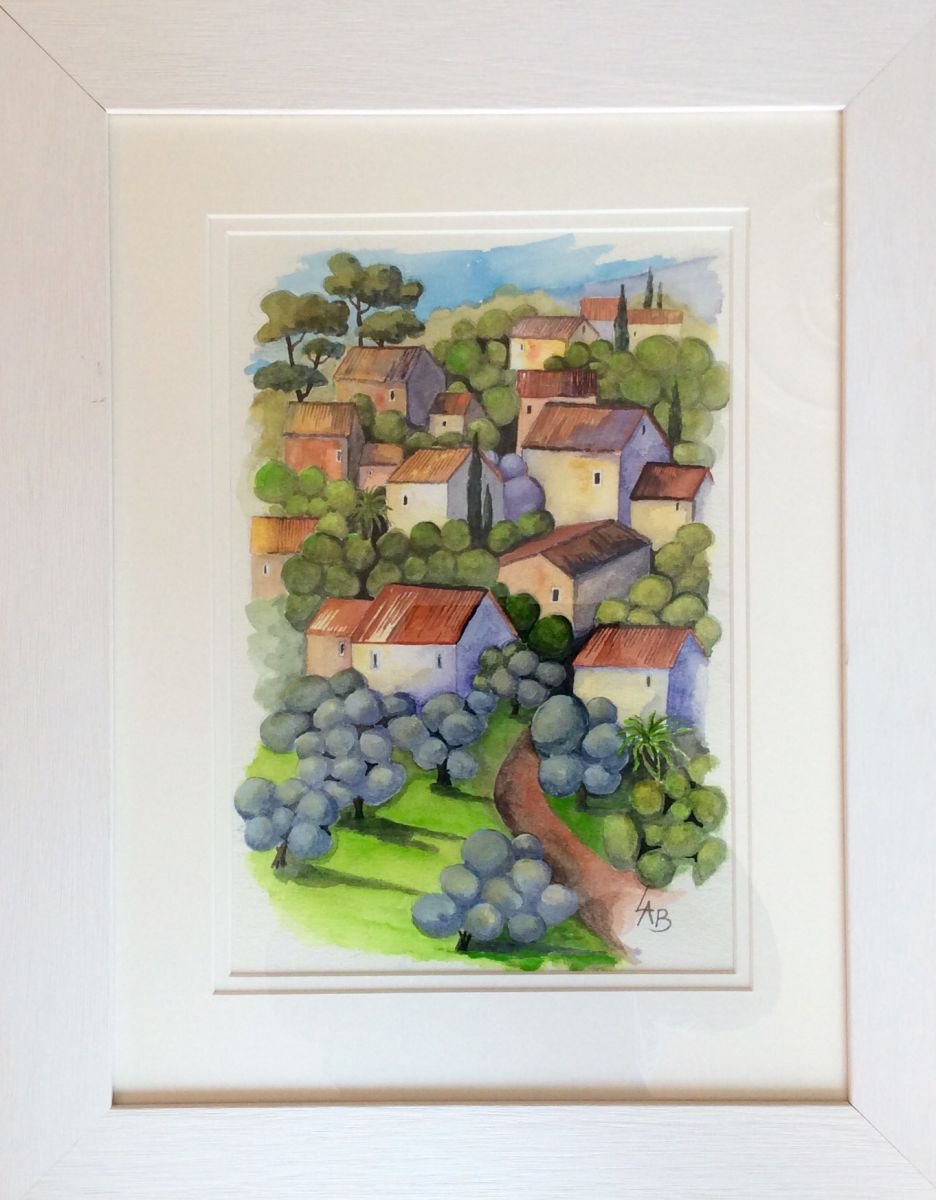 Provencal Hillside Village by Linda Bartlett