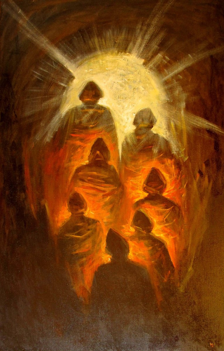 Impressionistic Portrait Oil Painting By Serhiy Roy, 25 X 39", The Light Shines In Darkness, Original Artwork