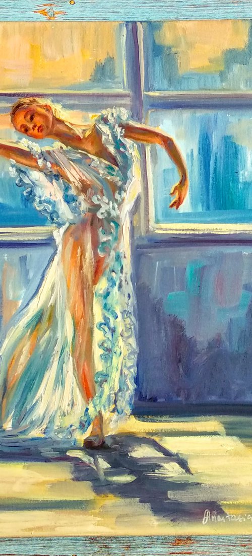Ballerina Portrait Ballet Art Dancer Light Window Sunny Picture Beautiful Woman by Anastasia Art Line