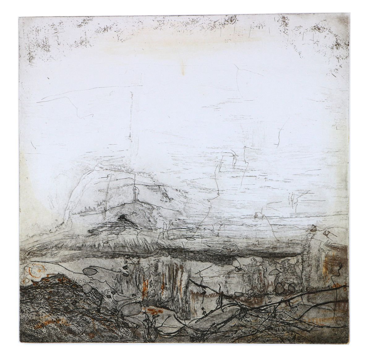 Heike Roesel Solitary Cave, fine art etching in variation, edition of 10 by Heike Roesel