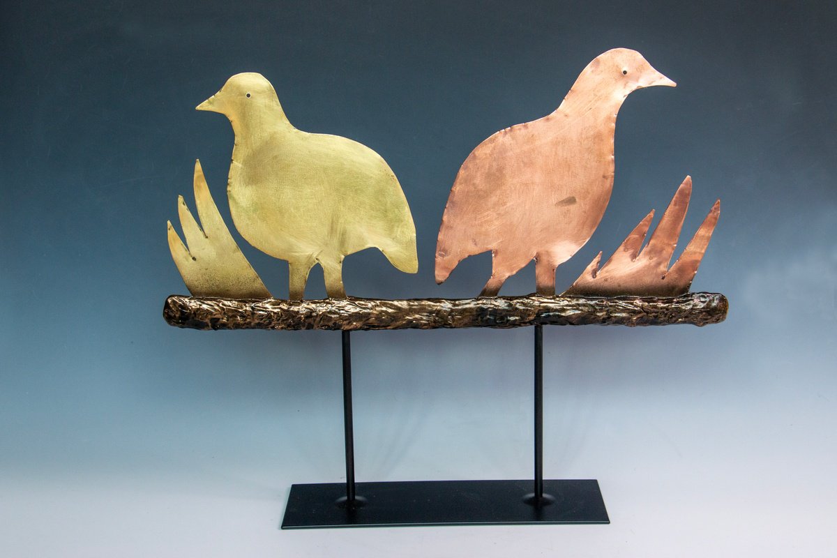 Impressionistic Animal Sculpture By Stuart Roy, 20 X 17", Two Birds, Original Artwork