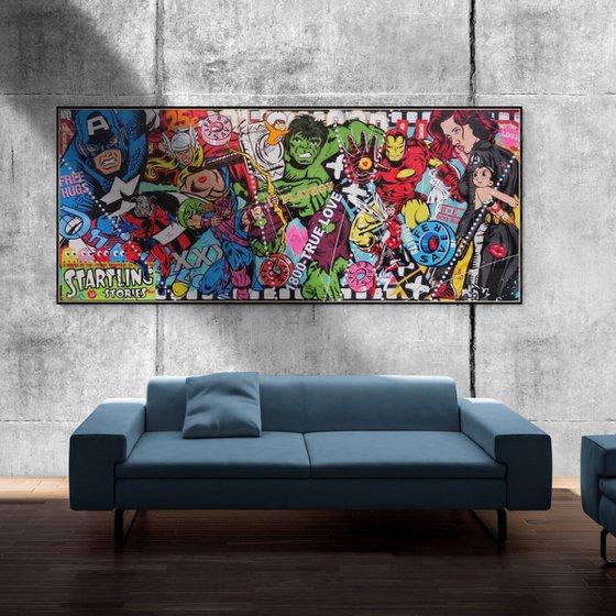 The Top 8 240cm x 100cm The Avengers Textured Urban Pop Art