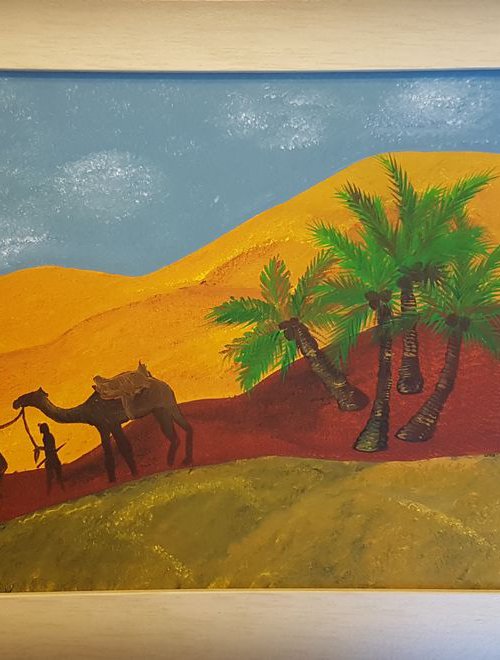 Early painting "Desert" 30*60 cm by Anna Reznik