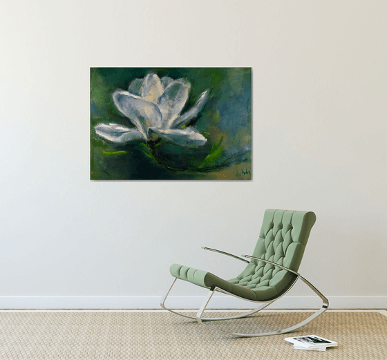 Abstract Floral painting Magnolia branch