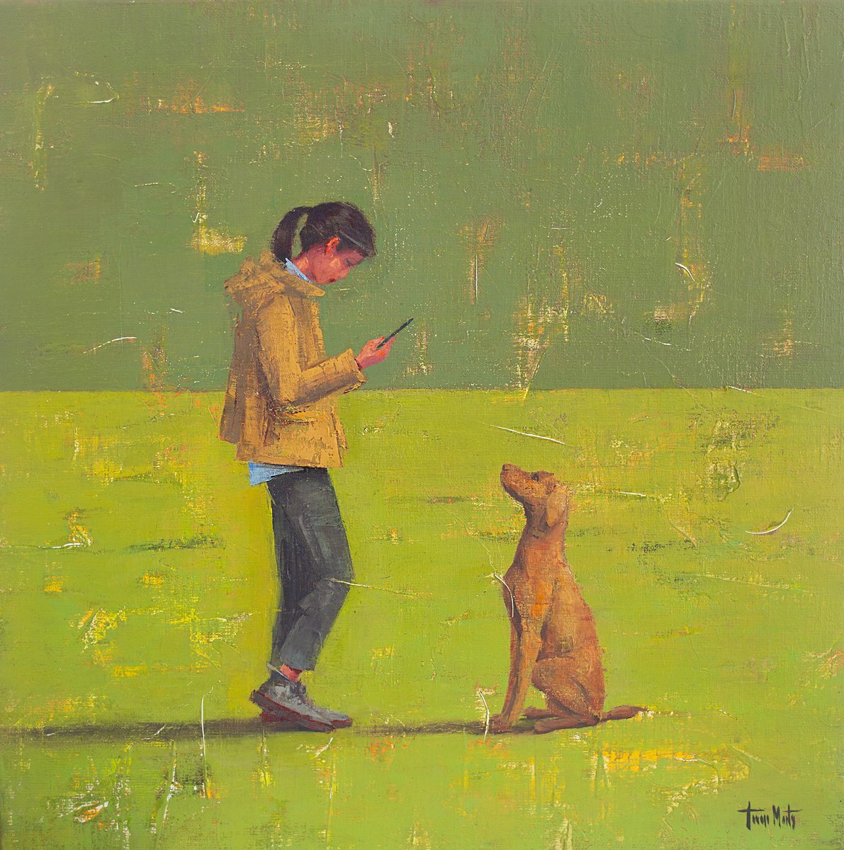 Expressive Animal Oil Painting By Tomasa Martin, 16 X 16", Siempre Aqui?, Original Artwork