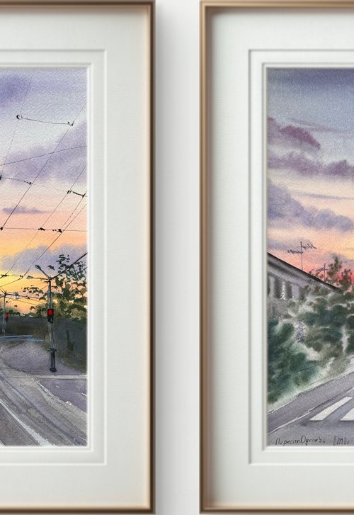 Set of 2 Colorful Sunrise by Yuliia Sharapova