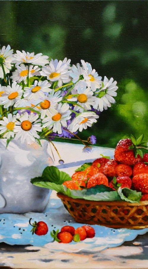 Daisies and Strawberries by Natalia Shaykina