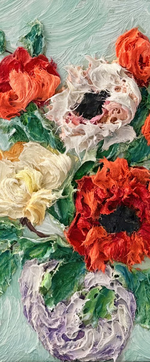 Floral Bas-Relief 3D Floral by Lena Owens at OLena Art