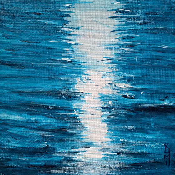 Seascape Ocean Painting of Blue Water Acrylic on Canvas Ready to Hang Artfinder Gift Ideas