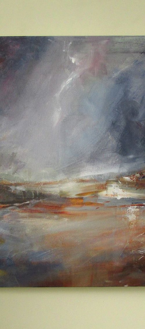 Sudden Tempest. Abstract landscape on canvas 50x50cm. Ready to Hang. by Jackie Smith