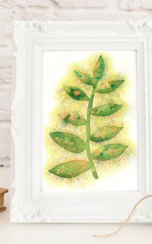 Green leaves drawing by Liliya Rodnikova