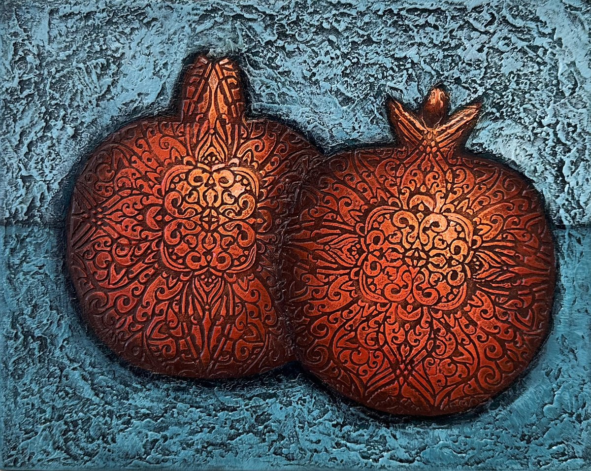 Ornate Pomegranates By Hasmik Mamikonyan, 12 X 9, Artwork For Sale On Artfinder