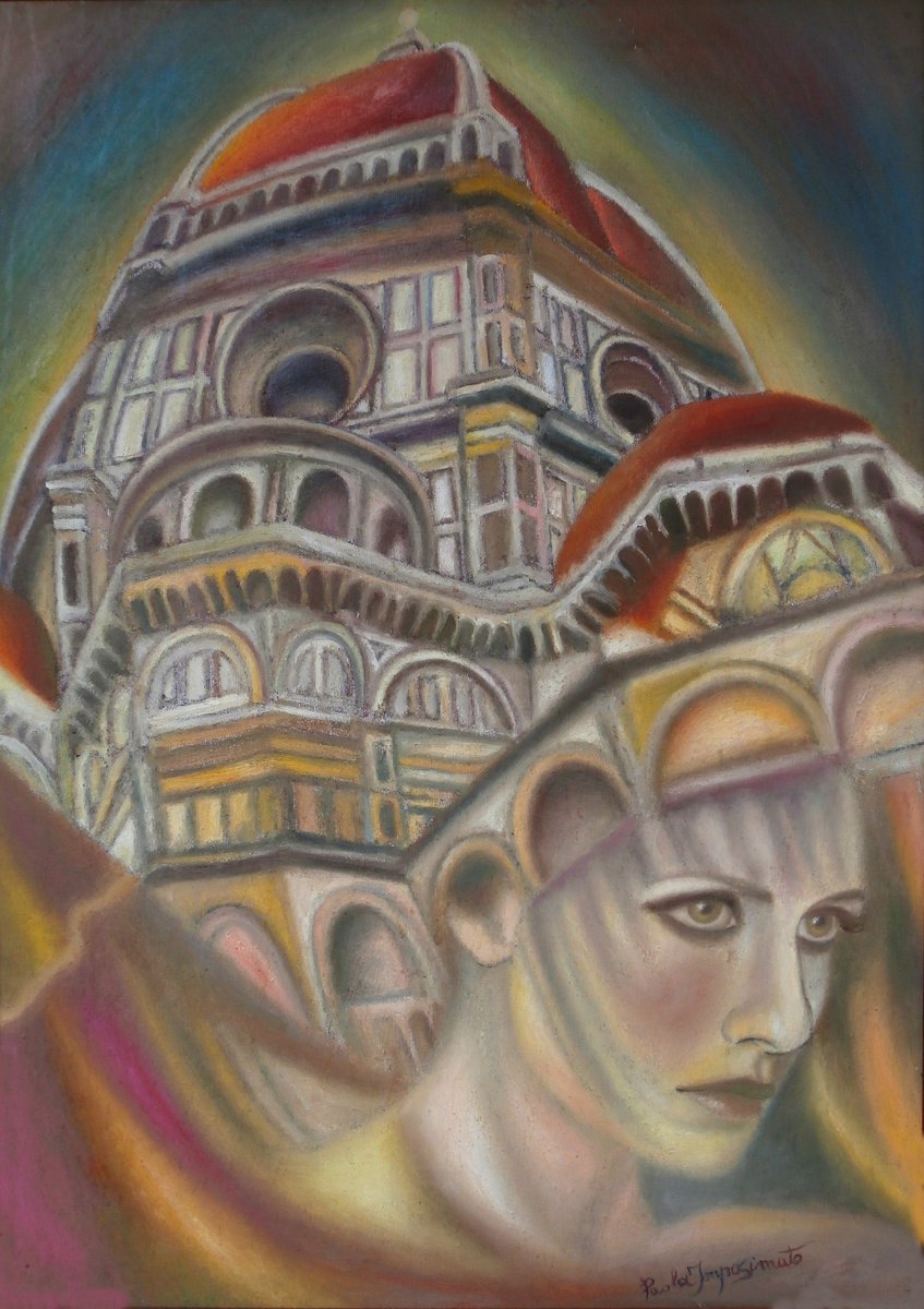 Expressive Portrait Oil Painting By Paola Imposimato, 21 X 29", Enchantment, Original Artwork