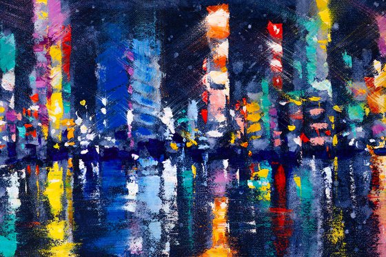 Abstract cityscape.Panorama of the night city